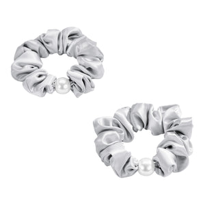 Blissy Pearl Scrunchies - Silver