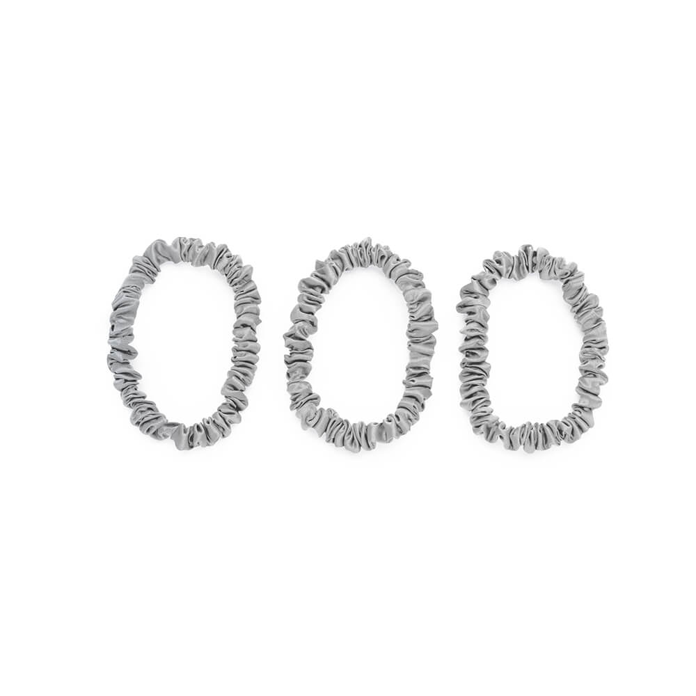 Blissy Mulberry Silk Blissy Skinny Scrunchies – Silver