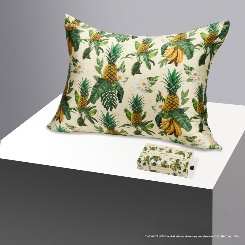 Pillowcase - White Lotus - Pineapple - Standard - Blissy King White Lotus Pillowcase – 22 Momme Mulberry Silk, 100% Silk
