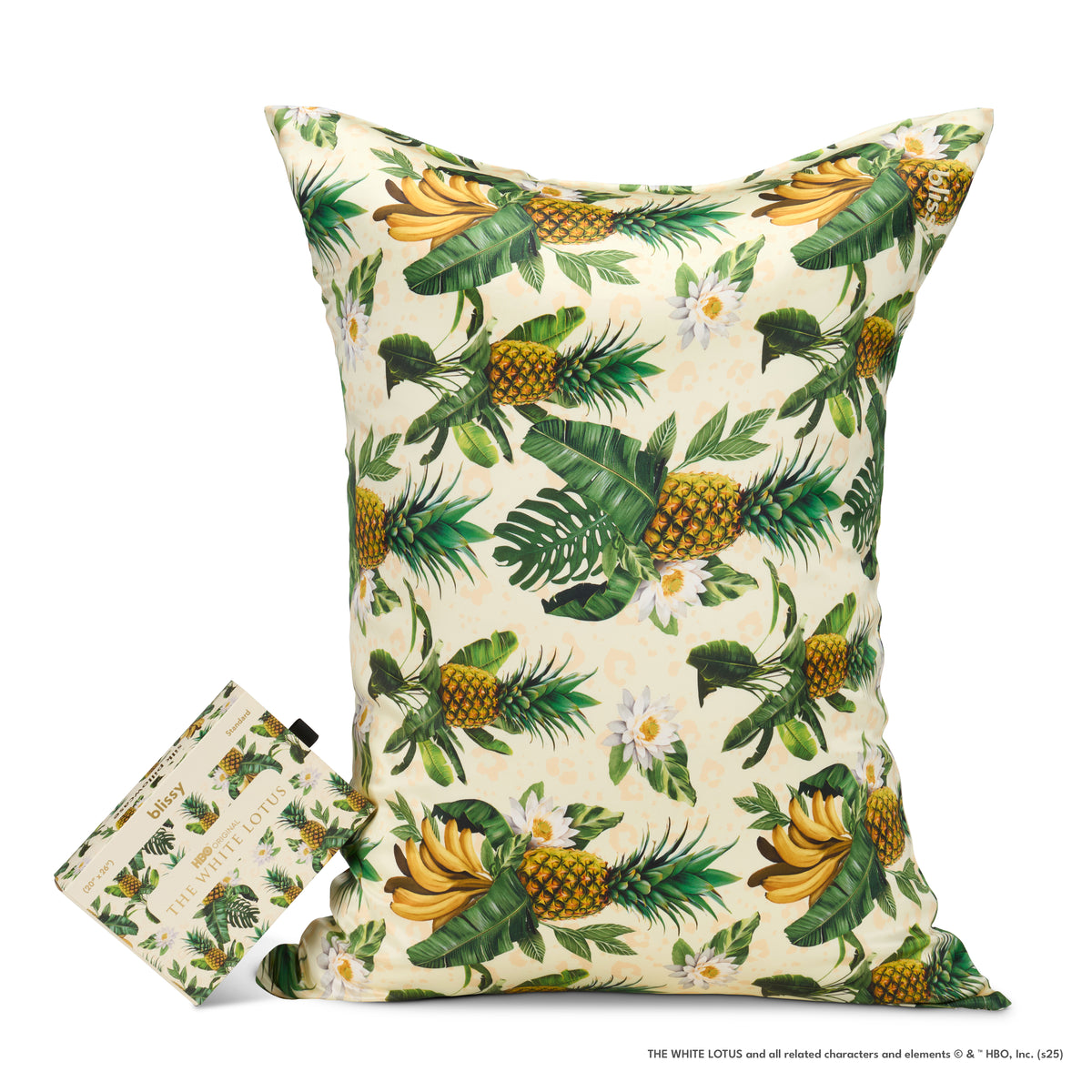 Blissy White Lotus Silk Pillowcase Detail – King
