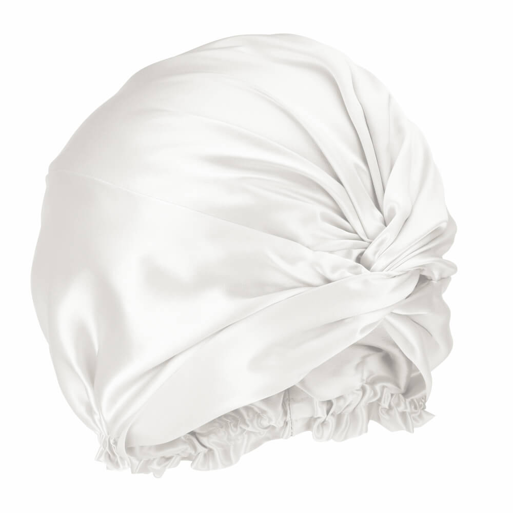 Blissy 100% Silk Bonnet - White - Large - 100% Mulberry Silk