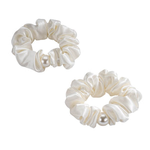 Blissy Pearl Scrunchies - White