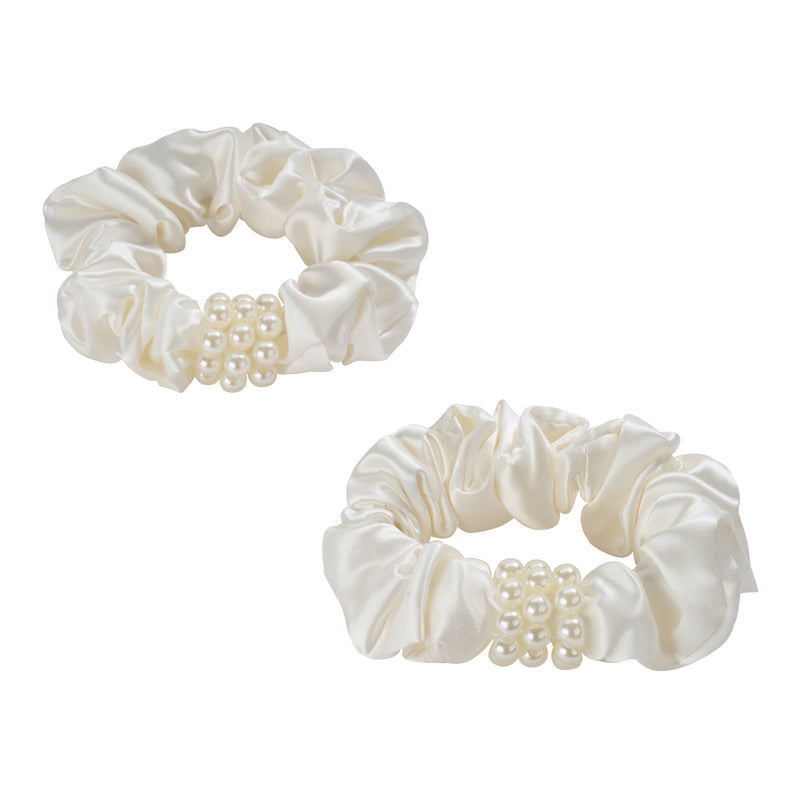 Blissy Petite Pearl Scrunchies - White