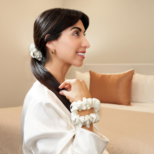 White Mulberry Silk Blissy Scrunchies – Blissy