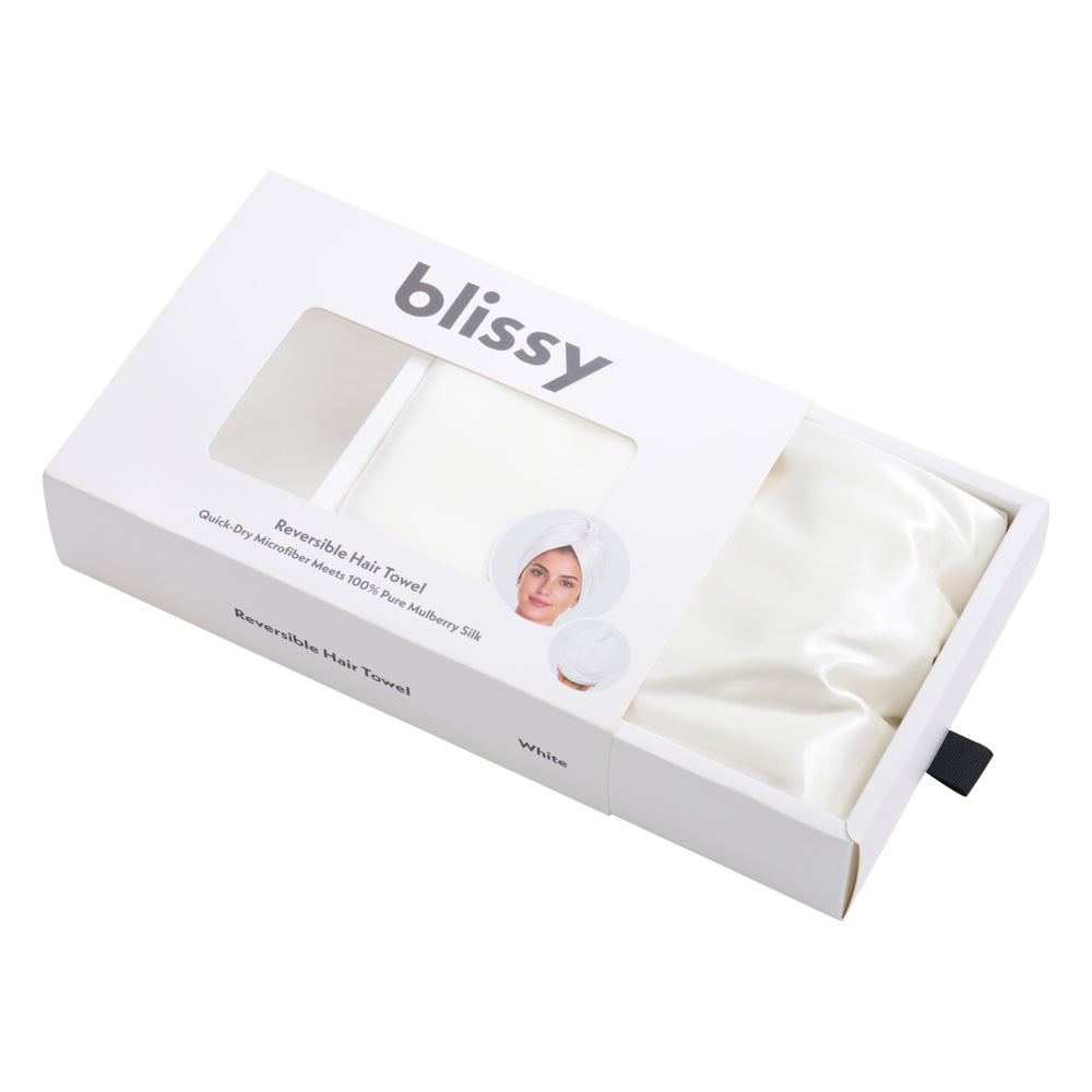 Blissy White Reversible Towel – 22 Momme Mulberry Silk, 100% Silk