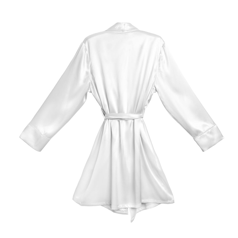 Blissy Signature Silk Robe - White