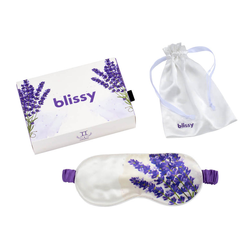 Sleep Mask - Zodiac Flower - Gemini Lavender - Blissy Zodiac Flower Sleep Mask – 22 Momme Mulberry Silk, 100% Silk