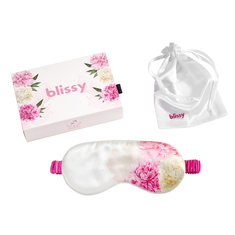 Sleep Mask - Zodiac Flower - Sagittarius Carnations - Blissy Zodiac Flower Sleep Mask – 22 Momme Mulberry Silk, 100% Silk