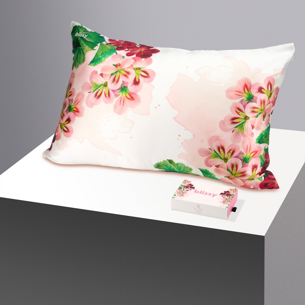 Blissy Queen Zodiac Flower Pillowcase – 22 Momme Mulberry Silk, 100% Silk