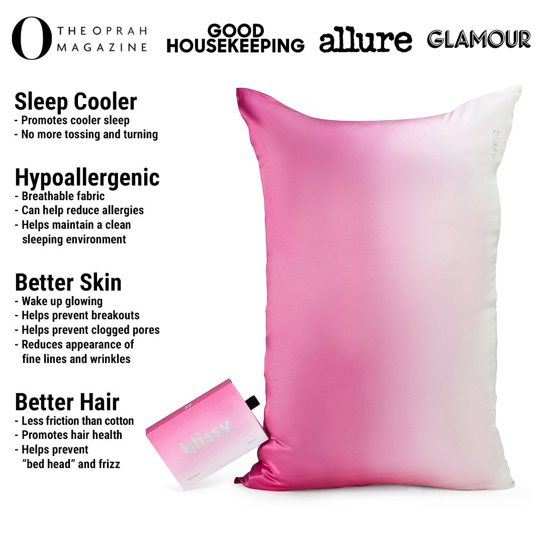 Pink Ombre Mulberry Silk Pillowcase – Blissy King