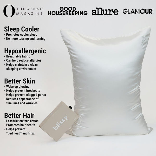 White Mulberry Silk Pillowcase – Blissy Standard