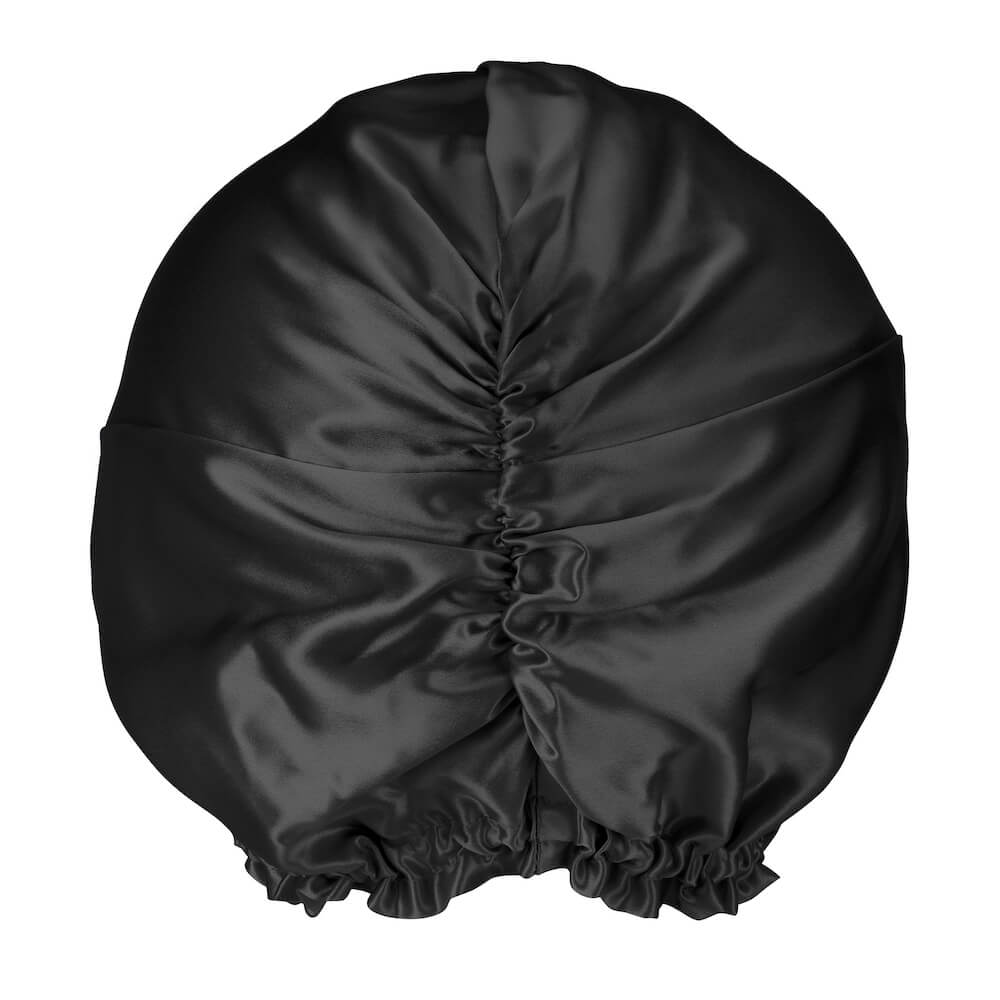 Black Blissy Bonnet Close-Up – Blissy 22 Momme Silk