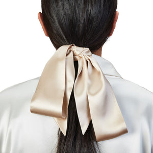 AvocadoAtelier Long Organic Silk Hair Ribbon, Naturally Dyed Organic Headband, Thin Hair Tie Silk Ribbon, Silk Ribbon for Hair Ochre Tone
