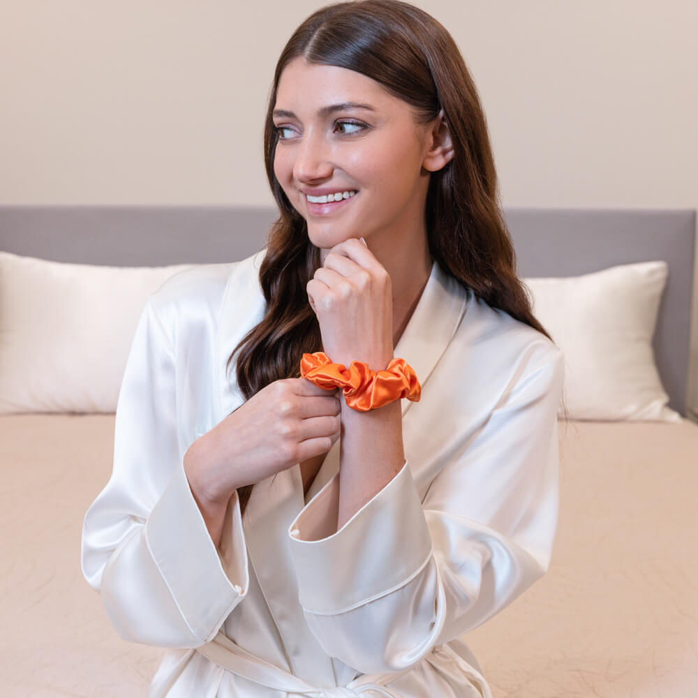Blissy Mulberry Silk Blissy Scrunchies – Coral