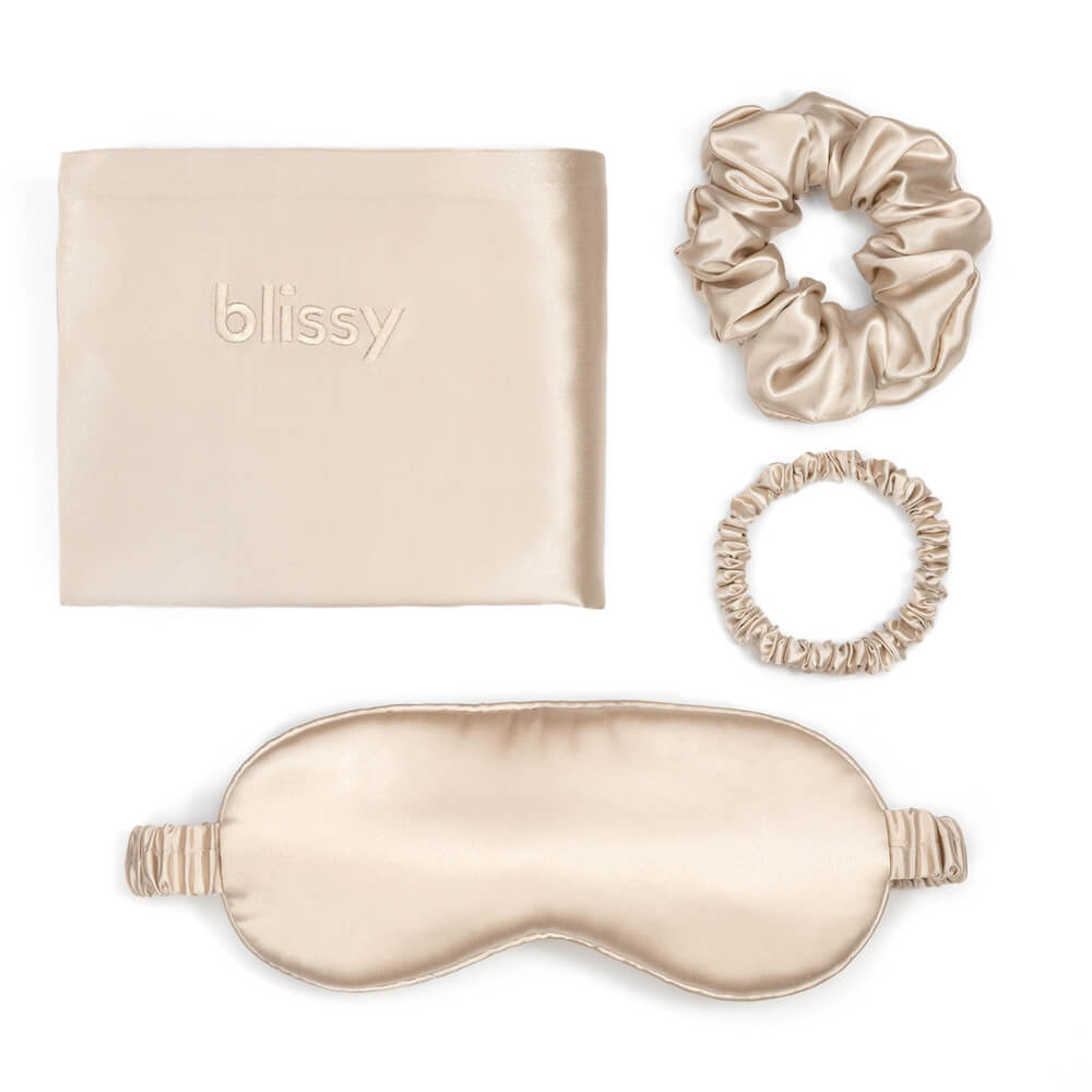 Blissy Champagne Silk Blissy Dream Set Detail – Queen