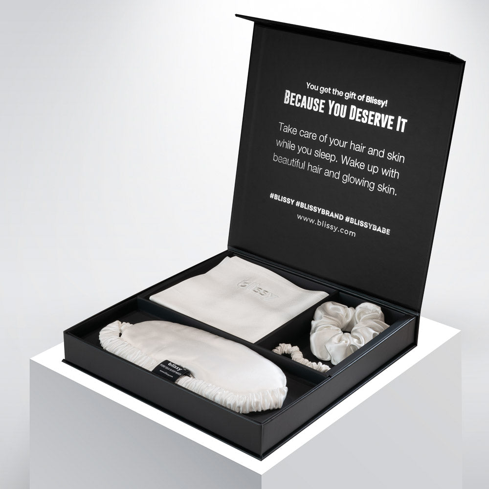 Blissy Standard White Blissy Dream Set – 22 Momme Mulberry Silk, 100% Silk