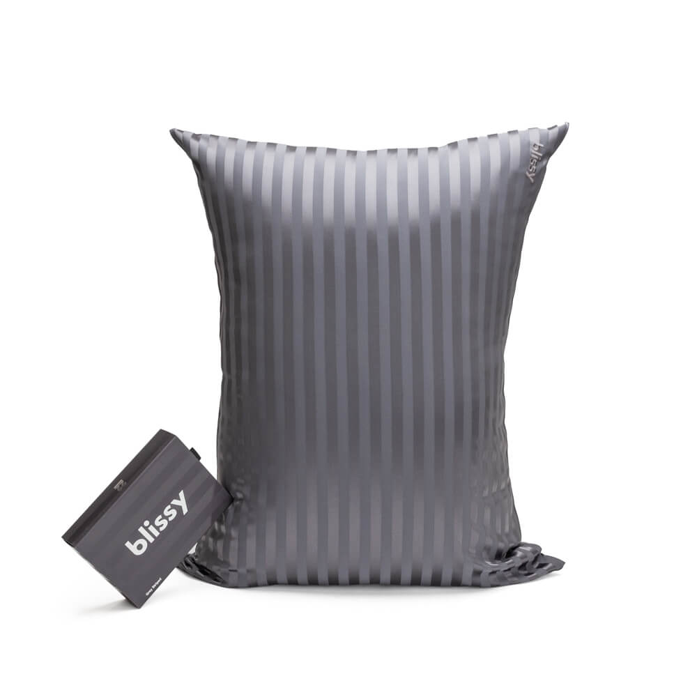Blissy grey striped silk pillowcase