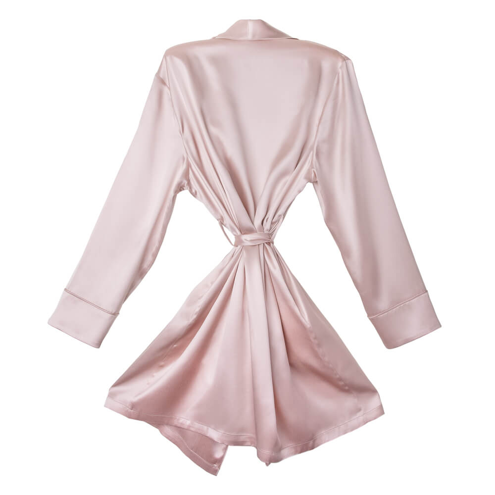 Buy Clovia Chic Basic Robe in Nude Pink - Satin online