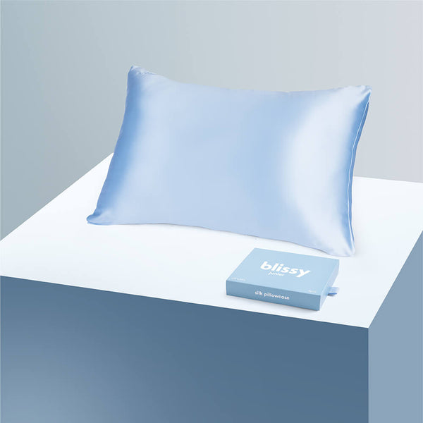 Blissy Baby Blue Pillowcase – 22 Momme Mulberry Silk, 100% Silk