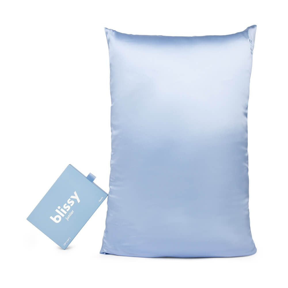 Blissy Baby Blue Silk Pillowcase Detail –