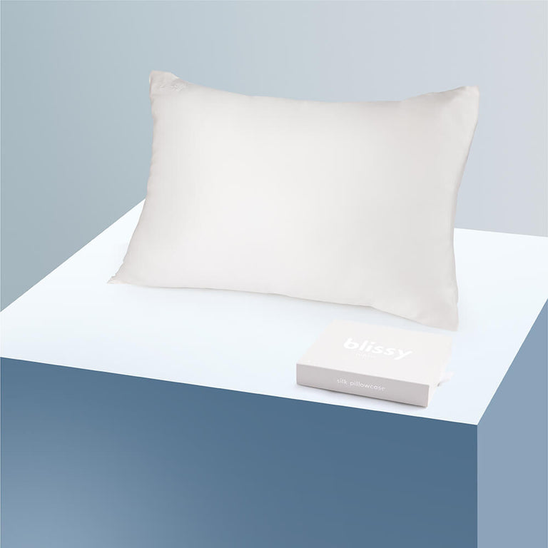 Blissy 100% Mulberry 22-Momme Silk Pillowcase - White - Junior Standard