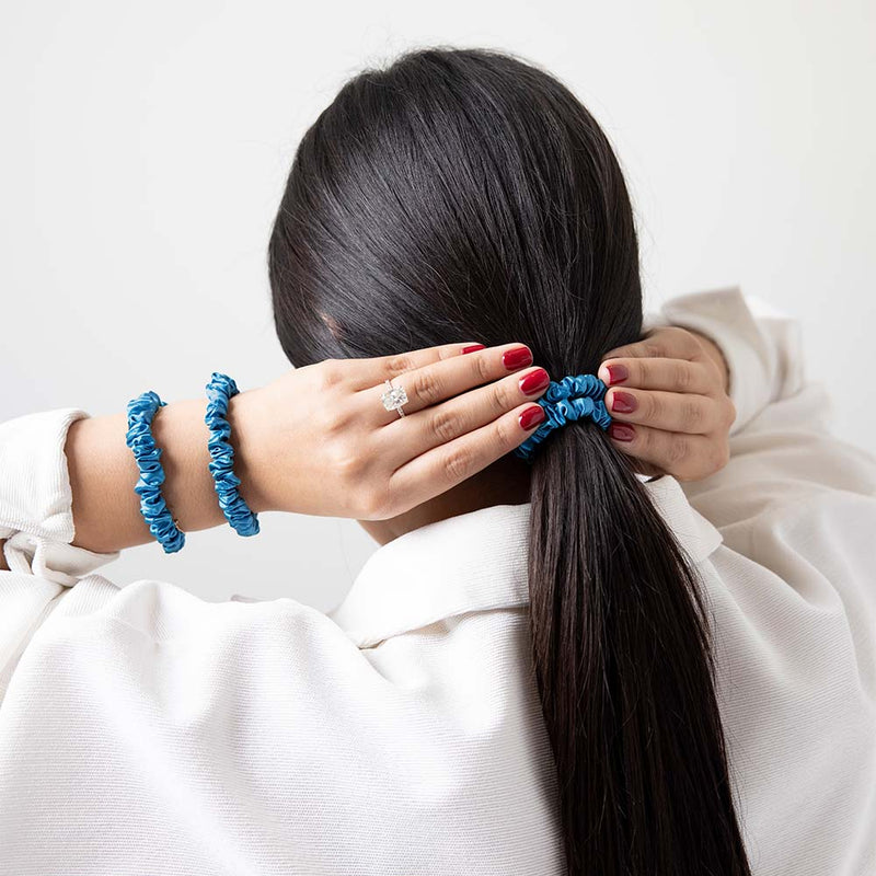 Blissy Skinny Scrunchies - Aqua