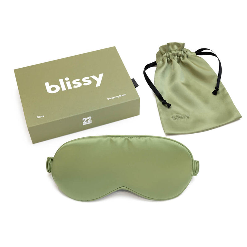 Sleep Mask - Olive - Blissy Olive Sleep Mask – 22 Momme Mulberry Silk, 100% Silk