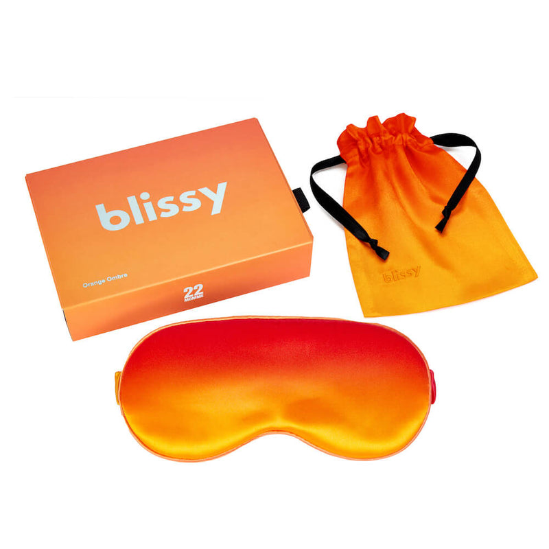 Sleep Mask - Orange Ombre - Blissy Orange Ombre Sleep Mask – 22 Momme Mulberry Silk, 100% Silk
