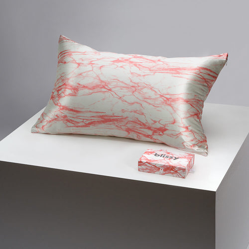 Pillowcase - Rose White Marble - King