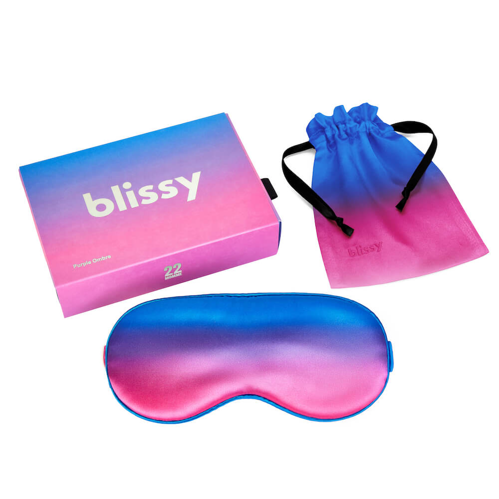 Blissy Silk Sleep Mask 100 Mulberry 22Momme Purple Ombre