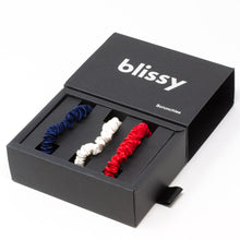 Load image into Gallery viewer, Blissy Skinny Scrunchies - Red, White, Blue