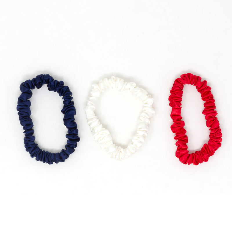 Blissy Skinny Scrunchies - Red, White, Blue