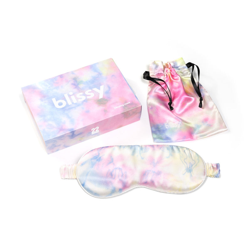Sleep Mask - Yellow Tie-Dye - Blissy Yellow Tie-Dye Sleep Mask – 22 Momme Mulberry Silk, 100% Silk