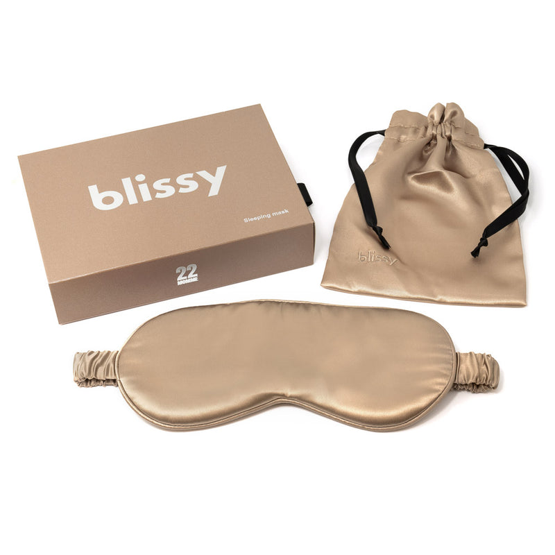Sleep Mask - Taupe - Blissy Taupe Sleep Mask – 22 Momme Mulberry Silk, 100% Silk